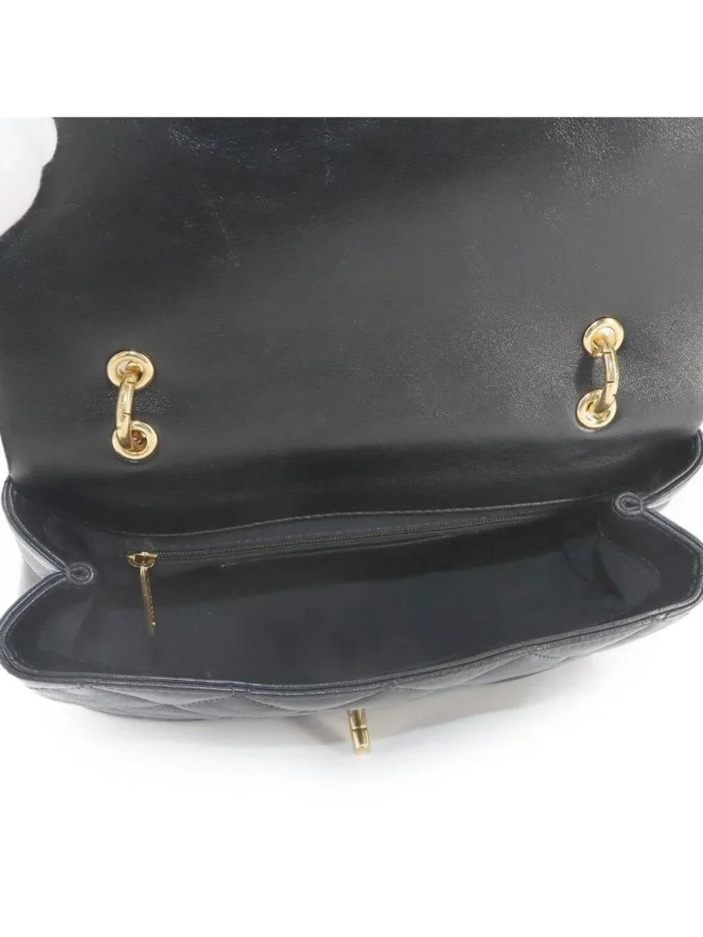 Chanel Quilted 2-Way Bag Leather Black Gold Bag